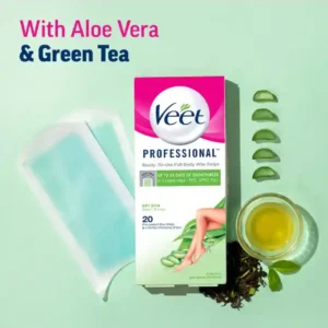 Veet Professional Aloe Vera & Green Tea Body Wax Strips – 20pcs