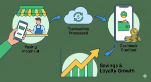 Illustration of how cashback works in digital wallets.